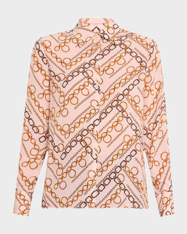 The Haven Chain-Print Stretch Silk Shirt